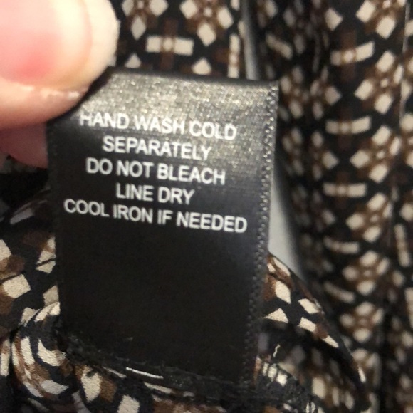 Pleione blouse Women's Small S long sleeve black brown abstract shirt top EUC - Picture 8 of 11